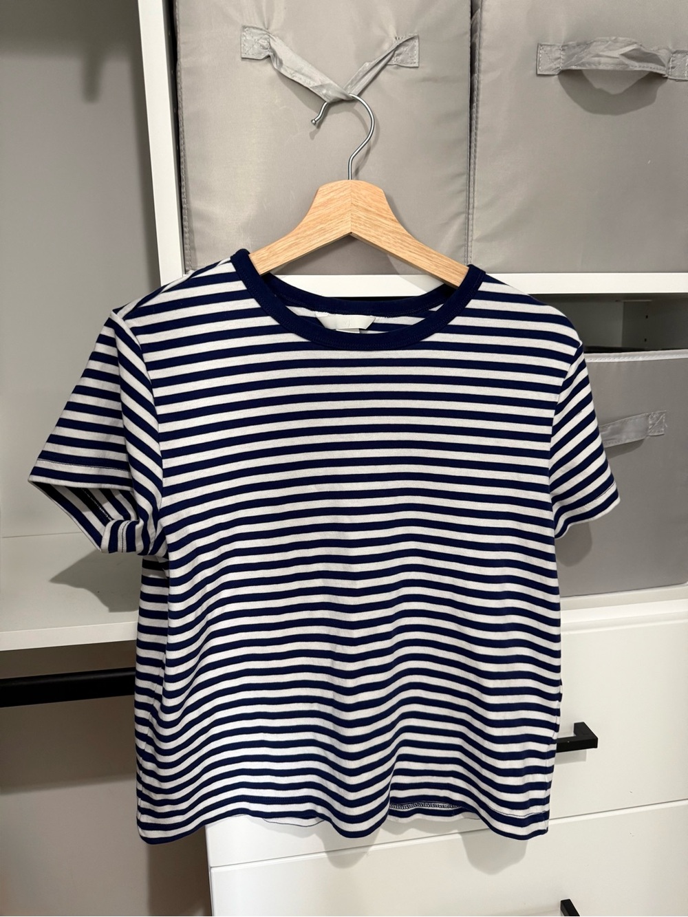 H&M Navy & White Striped Short Sleeve Tee